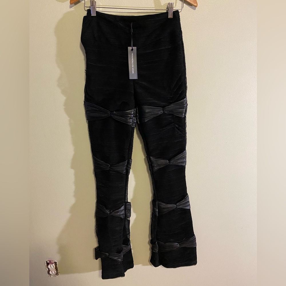 Manière De Voir Shirred Mesh Overlay flared leggings (womens) size 6